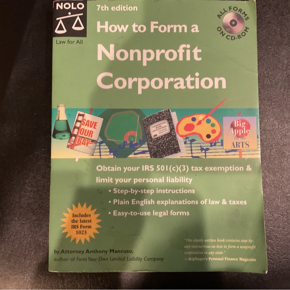 HOW TO FORM A NONPROFIT CORPORATION.CD FORMS INCLUDED. GREAT RESOURCE